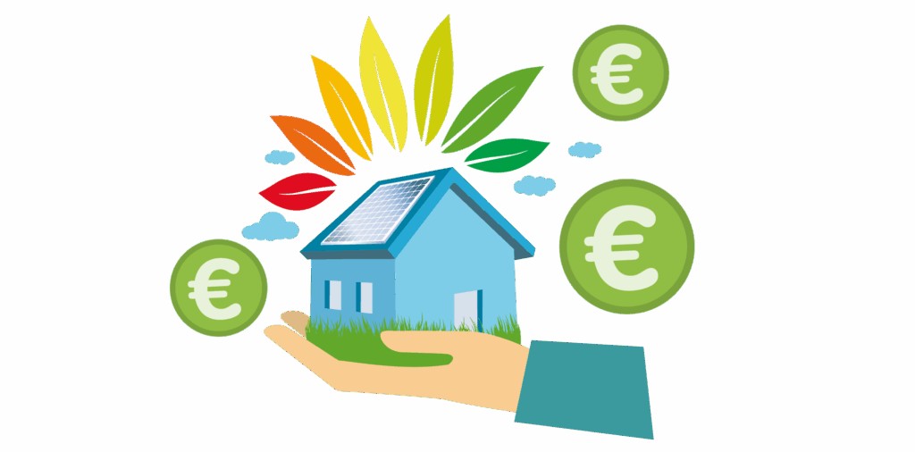 Maison équipée de panneaux photovoltaïques produisant des économies d’énergie grâce à l’autoconsommation